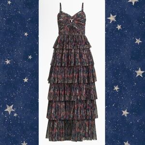 Hutch Multicolor Tiered ruffled cut out Maxi Dress NWT Sz 6/medium